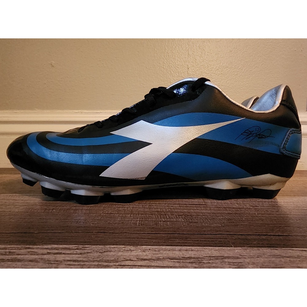 DIADORA SOCCER CLEATS MENS SIZE 11.5 RB10 MARS R LPU BLACK BLUE SILVER FUTBOL